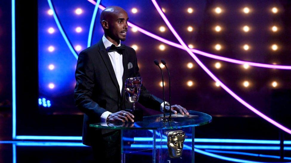 Mo Farah accepting BAFTA