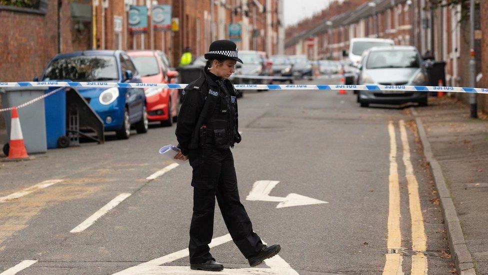 Police officer at crime scene