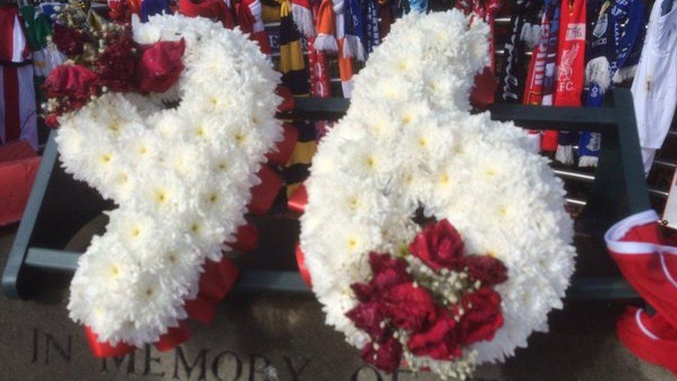 Flowers laid at Hillsborough