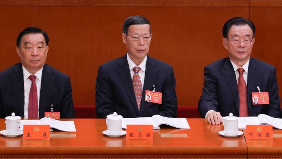 (L to R) Delegates Wang Chen, Zhang Gaoli ,He Guoqiang