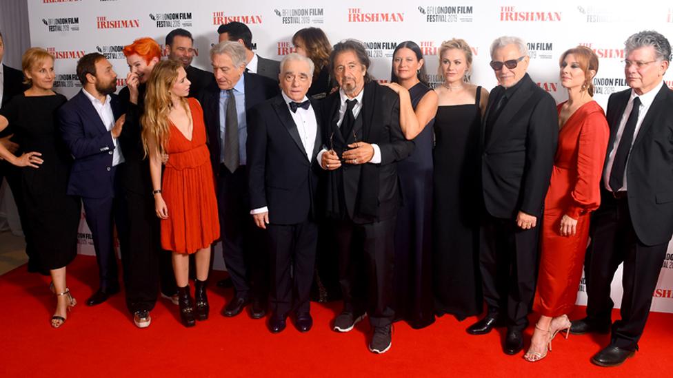 Graham (second left) with Robert De Niro, Martin Scorsese, Al Pacino and the cast of The Irishman last month