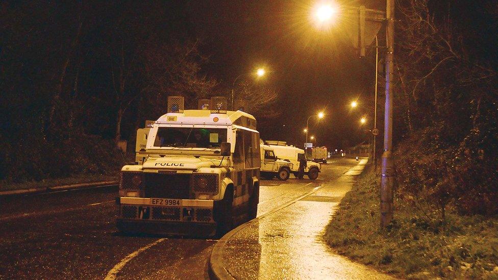 A number of police vehicles are at the scene of the alert on Brians Well Road