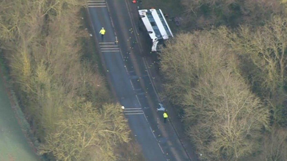 The crash scene from above