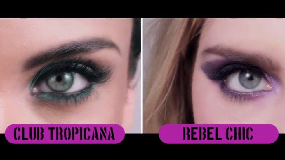 Screengrab showing closeups of eye makeup