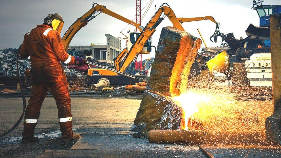 Scrap metal worker at John Lawrie Metals