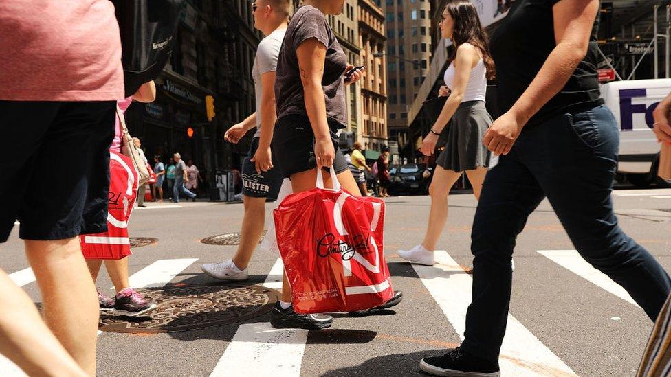 Shoppers in New York