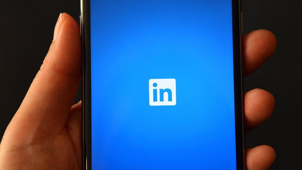 LinkedIn icon on a smartphone