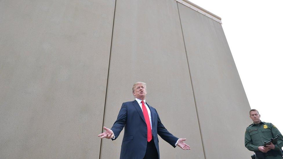 Donald Trump stands by prototype of the wall