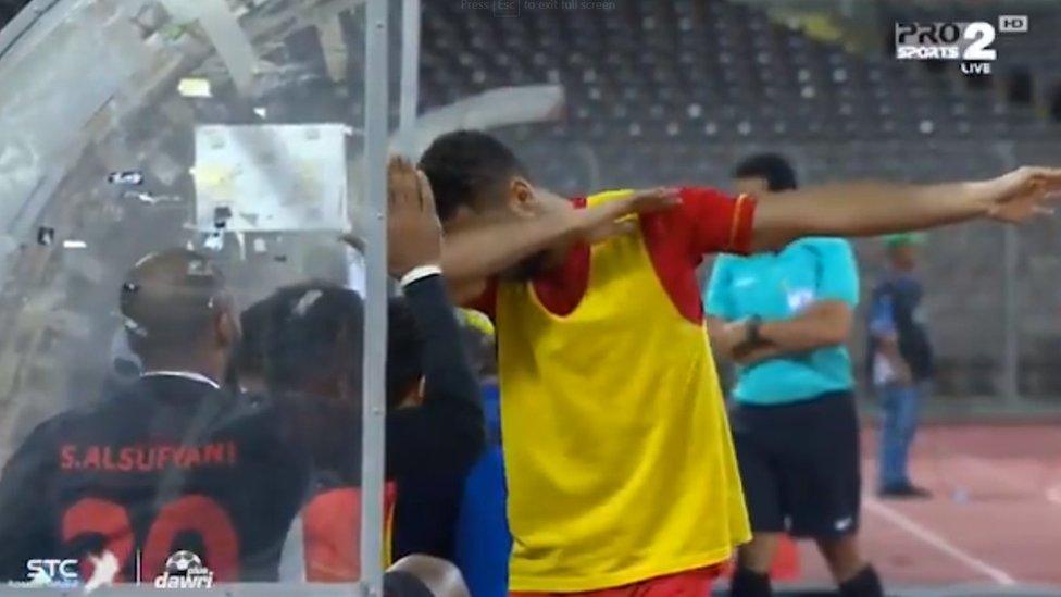 Footballer dabbing