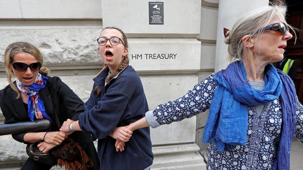 Protesters at Treasury