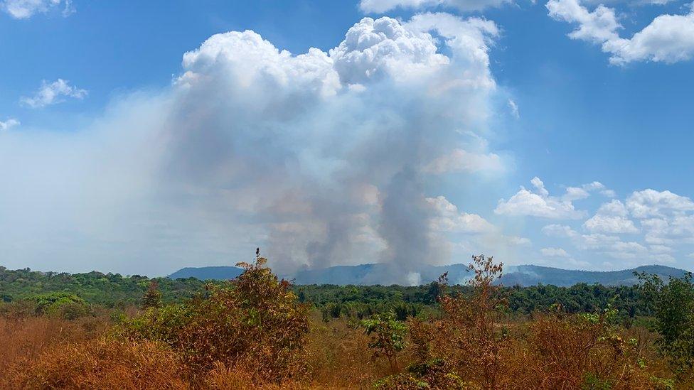 Smoke from forest fires can be see on the horizon