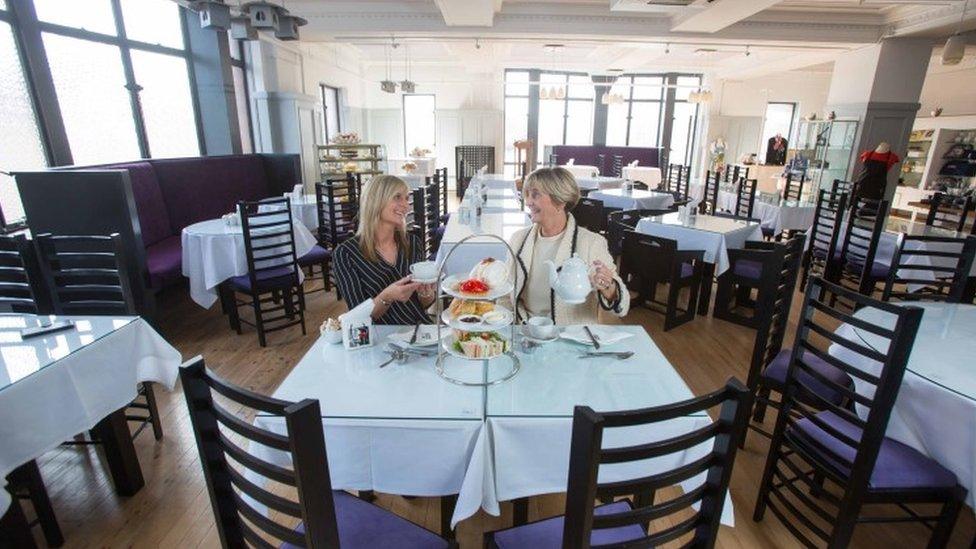 Anne Mulhern (right) at her new Willow Tea Rooms