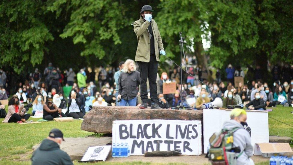 Protestors in Cardiff