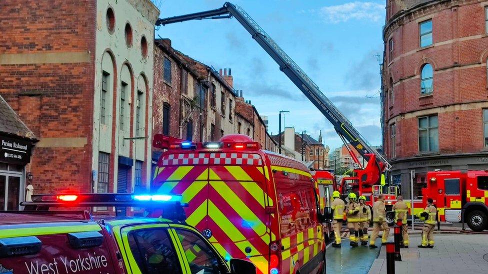 Emergency services at the scene in Kirkgate, Leeds