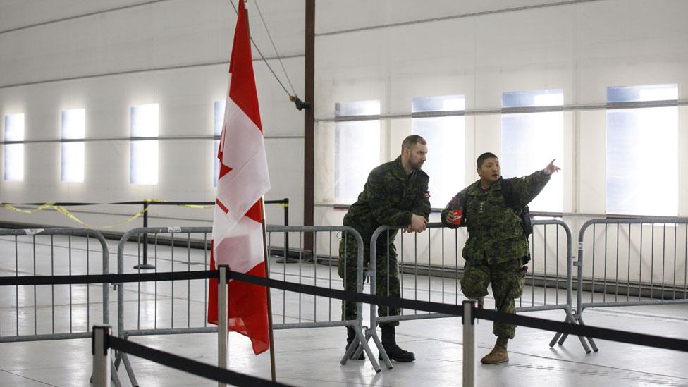 Canadian military at airport in Ontario