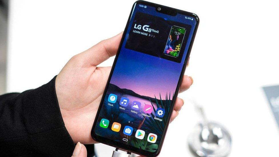 LG logo on smartphone