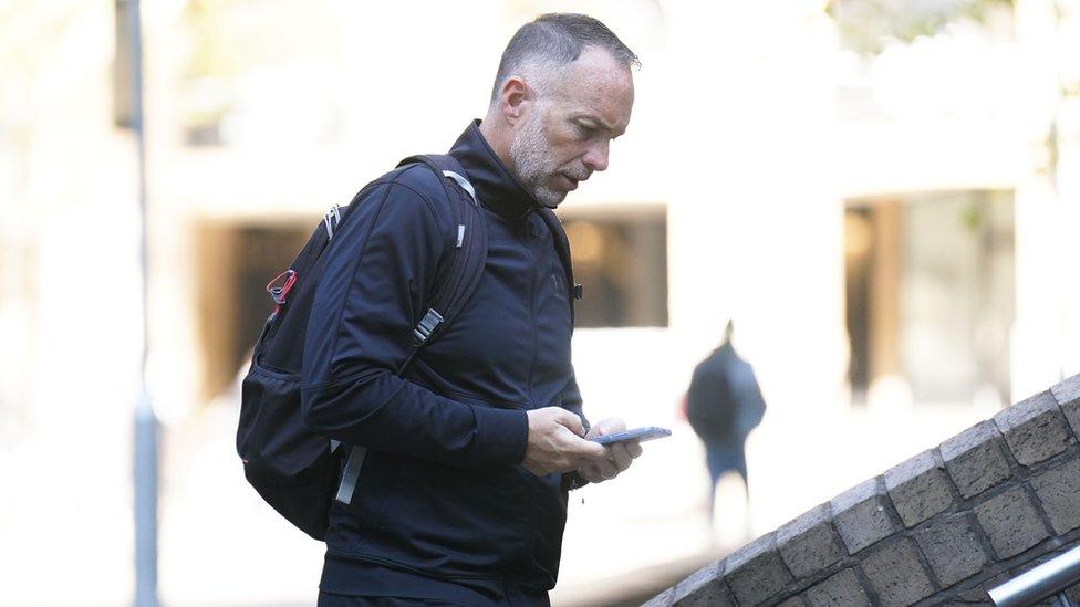 Former Sergeant Frank Partridge arriving at Southwark Crown Court