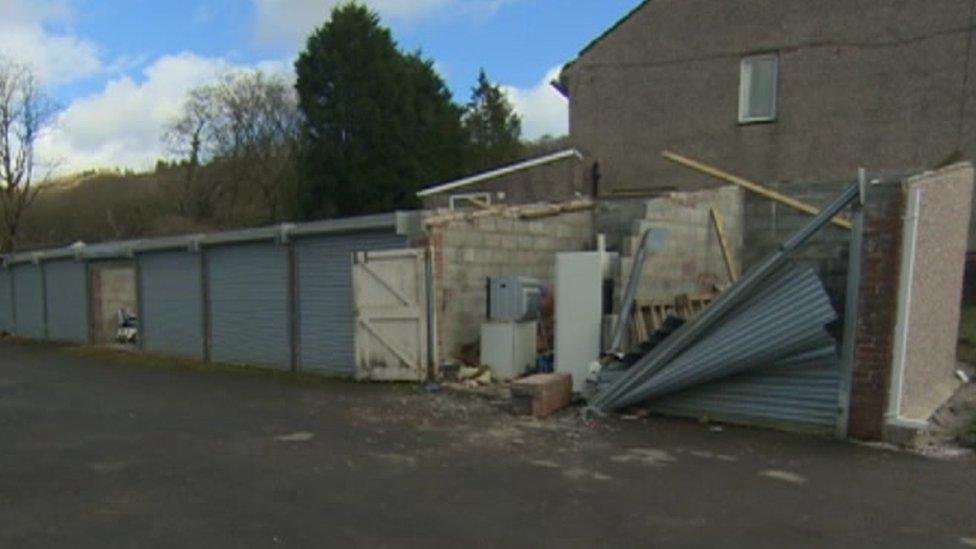 Damaged garages in Pontardawe