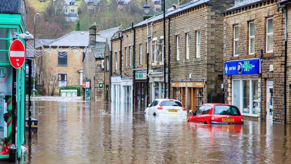 Flooding in Hebden Bridge on Boxing Day 2015