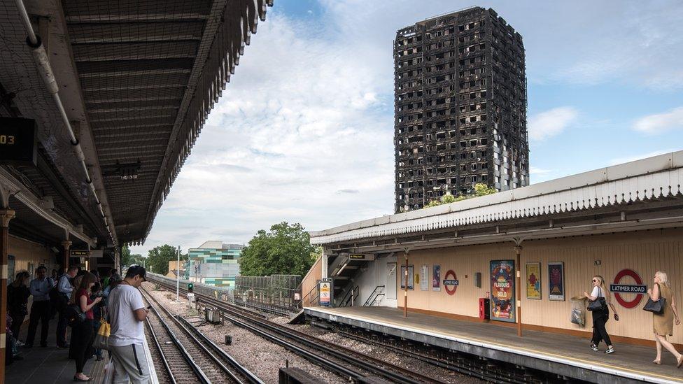 View of Grenfell Tower from nearby Latimer Road