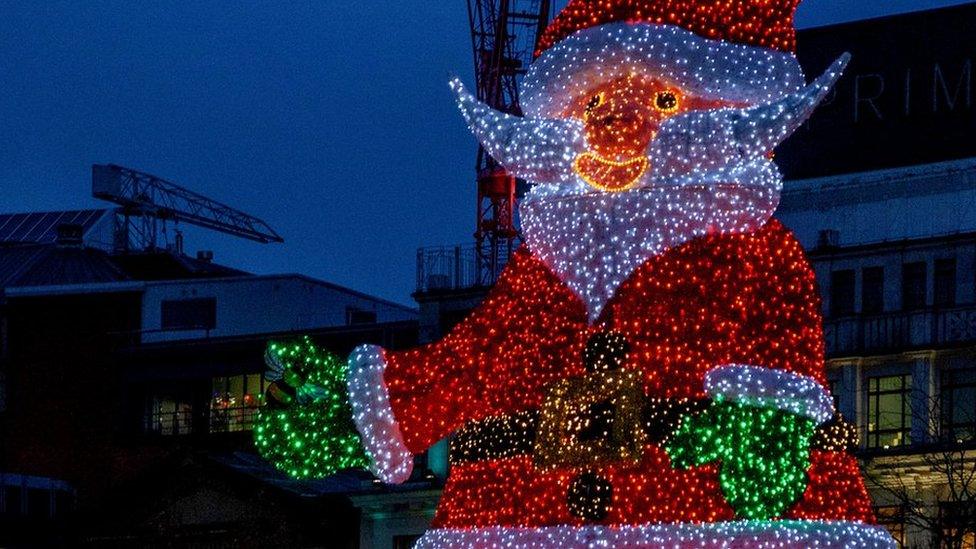 The famous giant Santa in Manchester city centre