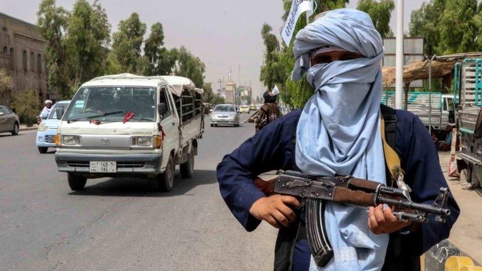 A Taliban fighter on patrol in Kandahar