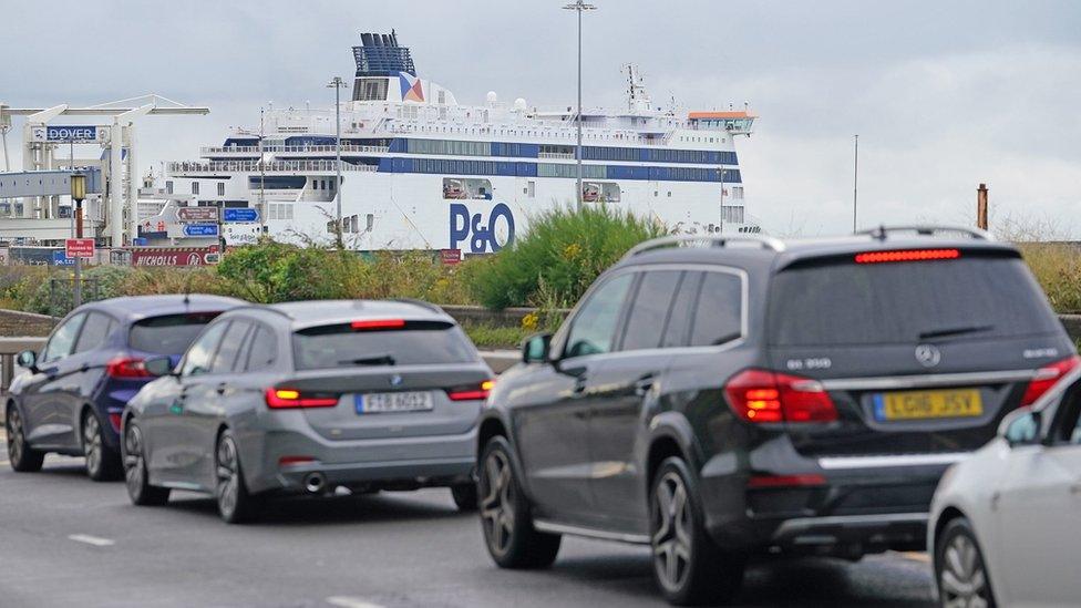 Cars queuing at Dover in July 23