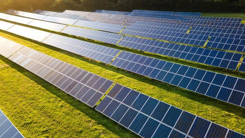 Stock image of a solar farm