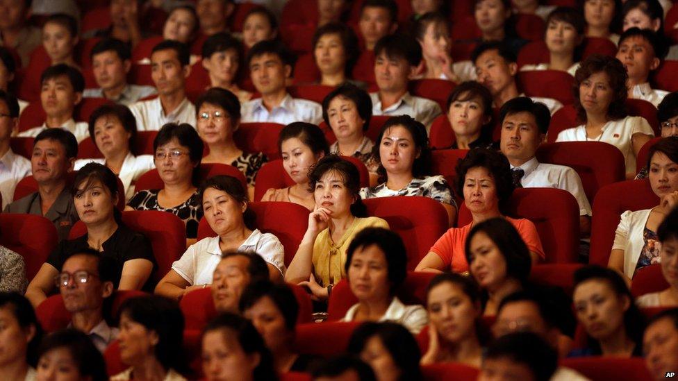 Spectators watch a performance by Slovenian rock band Laibach at a theater in Pyongyang, North Korea, Wednesday, Aug. 19, 2015