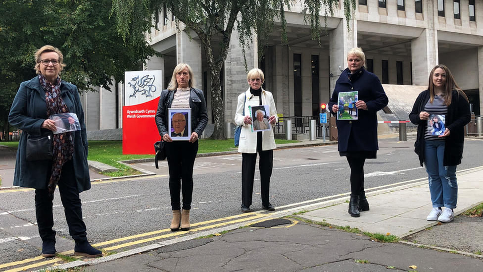 The families outside the Welsh government offices