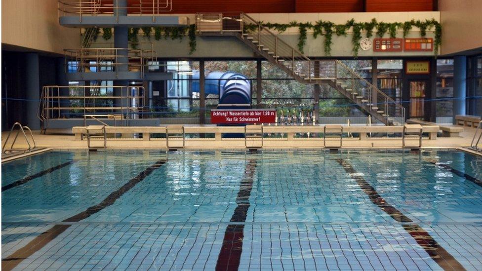 An interior view of an empty municipal swimming pool in Bornheim, Germany, 15 January 2016