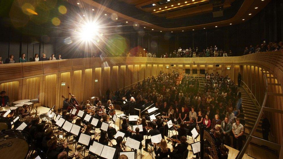 The Dora Stoutzker Hall inside the Royal Welsh College of Music and Drama