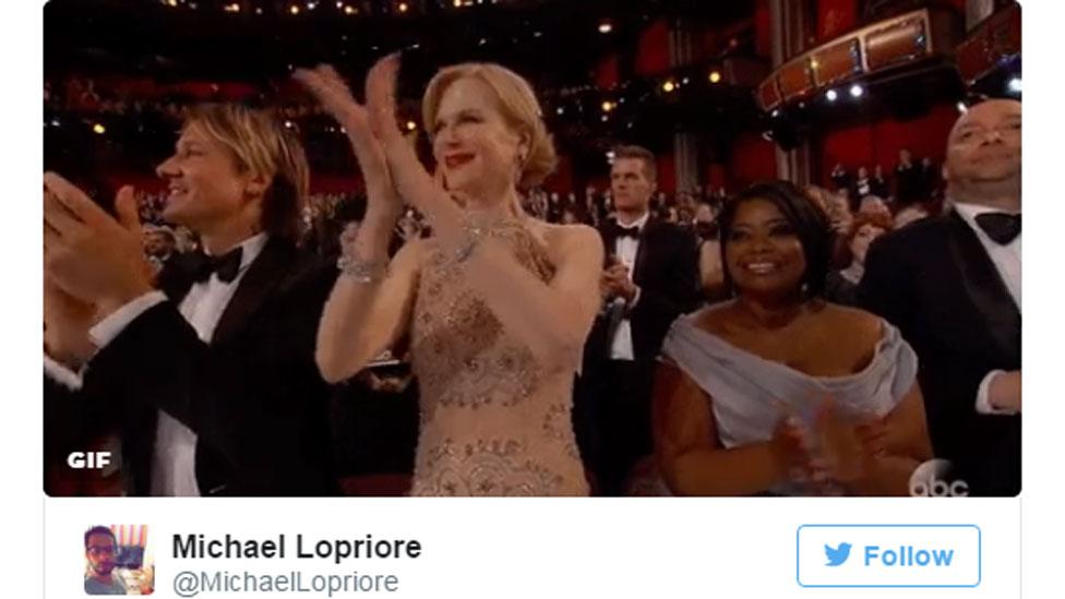 Twitter image of Kidman clapping