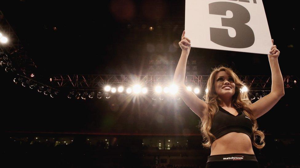 A ring girl at Liverpool's Echo Arena