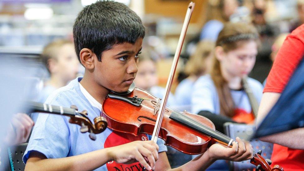 child playing violin