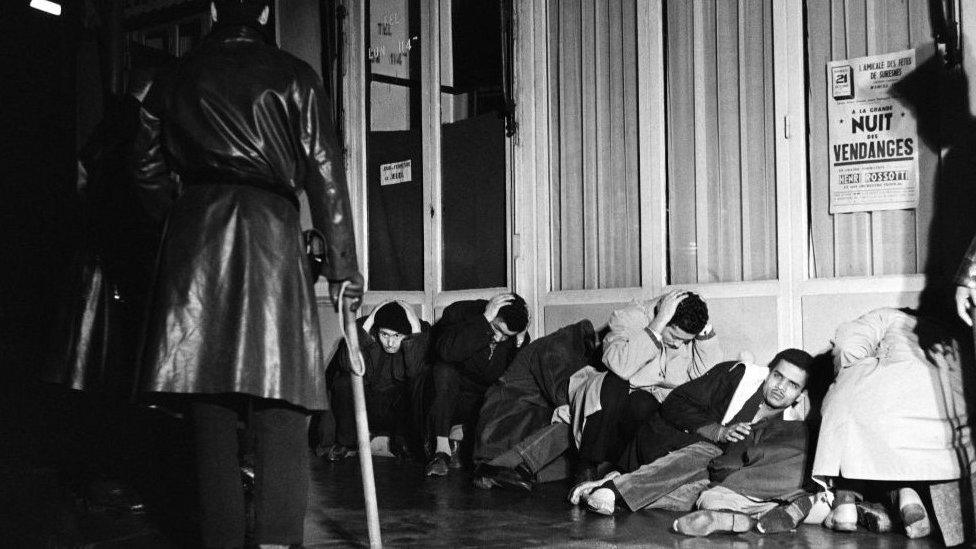 Algerian demonstrators arrested in Puteaux, west of Paris, during the peaceful demonstration on October 17, 1961