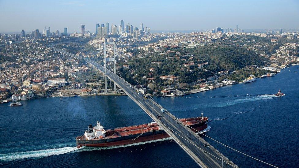 Istanbul's iconic Bosphorus Bridge links Asia and Europe