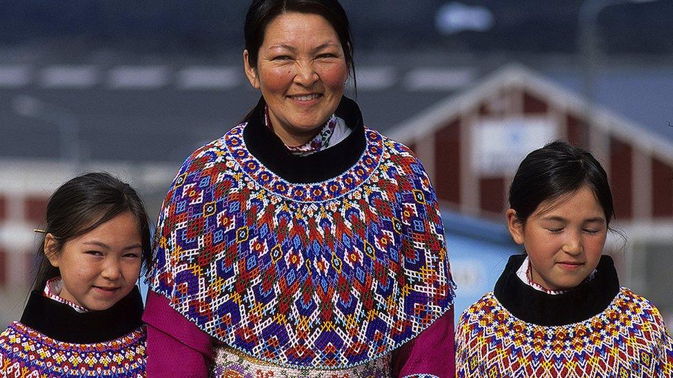 Inuit family in Greenland