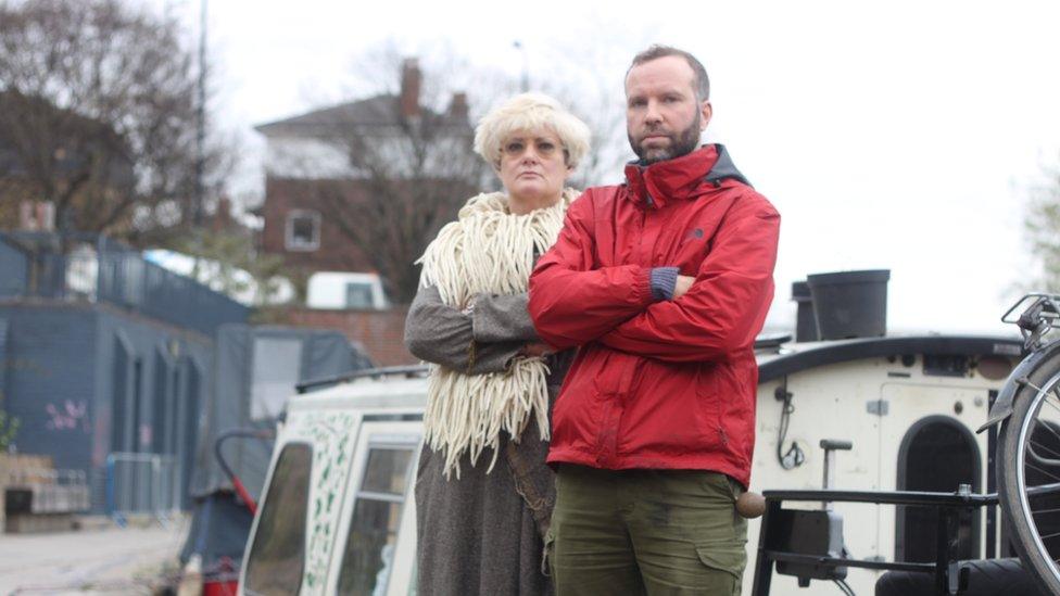 Boaters Oliver Hewett and Helen Brice