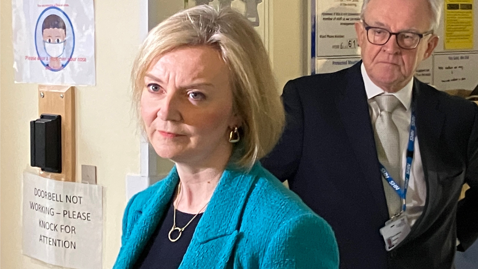 Liz Truss at the Queen Elizabeth Hospital (QEH) in King's Lynn, Norfolk