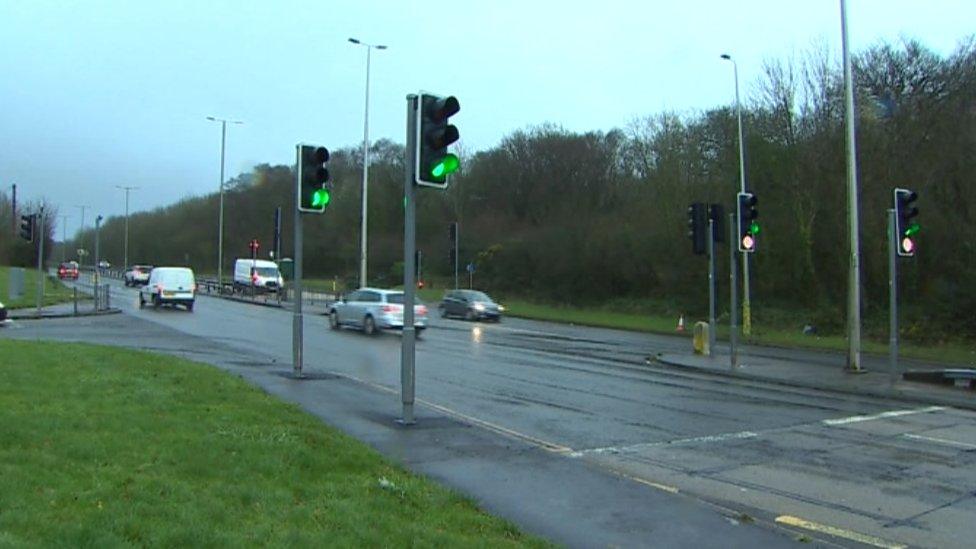 The A468 on the approach to Caerphilly was closed in both directions at Nantgarw Hill