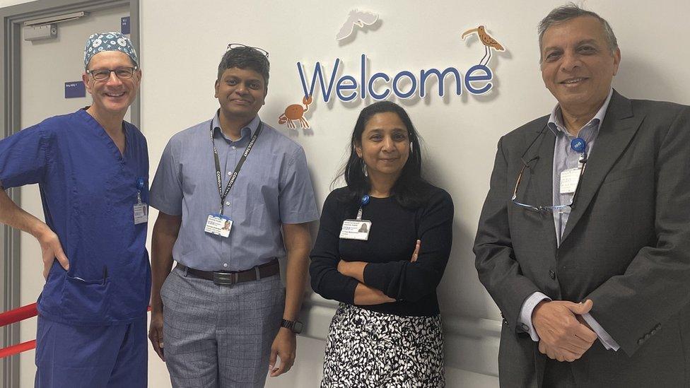 Consultant team (from left) Jonathan Payne with Ravindar Anbarasan, Priya Muthukumar and paediatric theatres director Azad Mathu