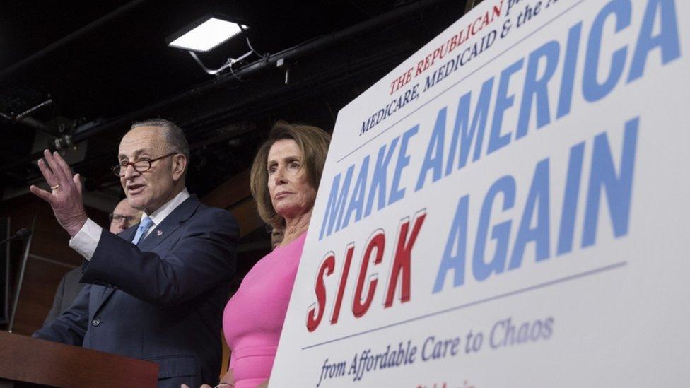 Democrats mocked Mr Trump's campaign slogan to "Make America Great Again"