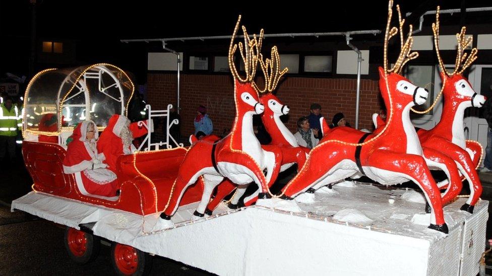 Santa's sleigh in Swansea