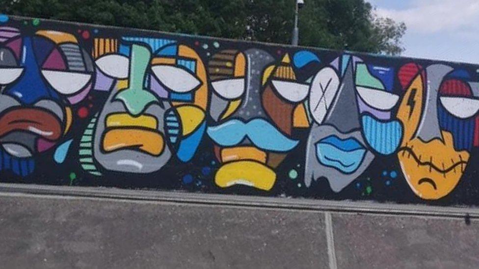 Oddboyz mural at skate park in Ipswich