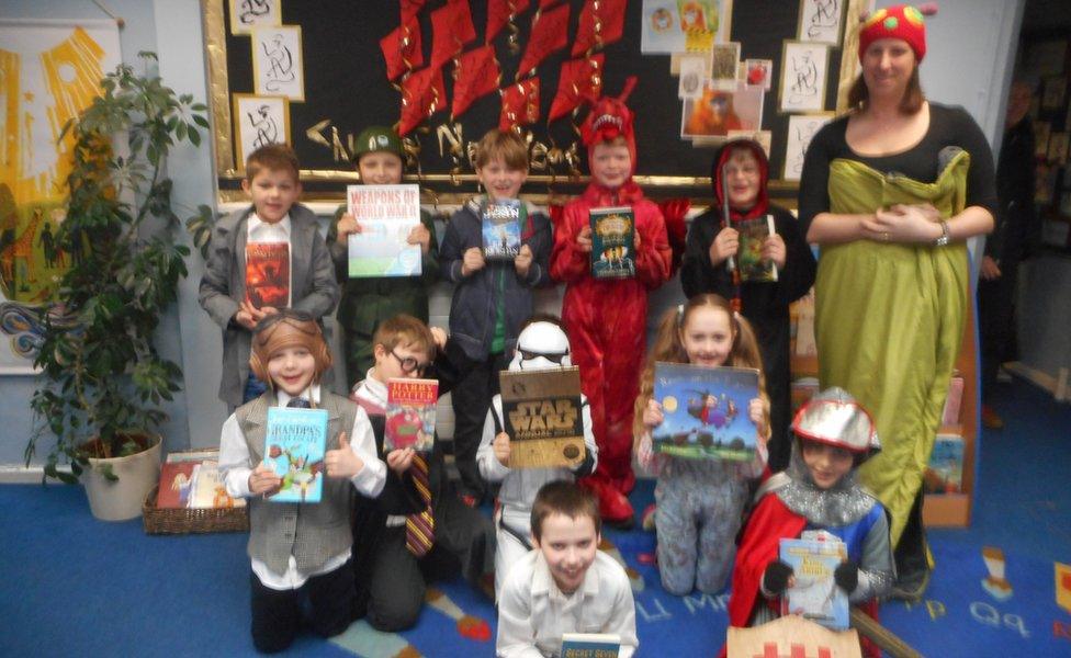 Mrs Gammond's class at Weston-under-Penyard School in Herefordshire celebrated by dressing up, taking part in book quizzes and sharing stories across the school.