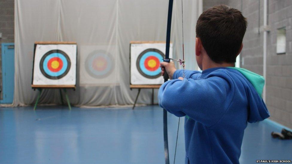 Boy doing archery