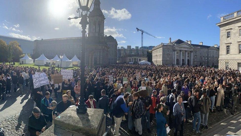 Student protest at Trinity University Dublin