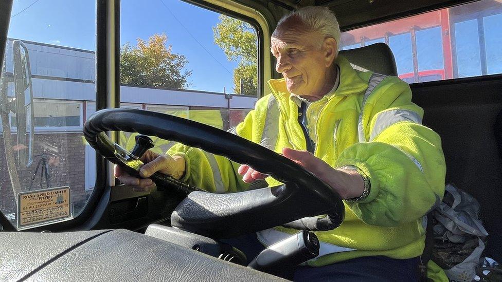 Brian Wilson, 90, in his 1993-registered lorry