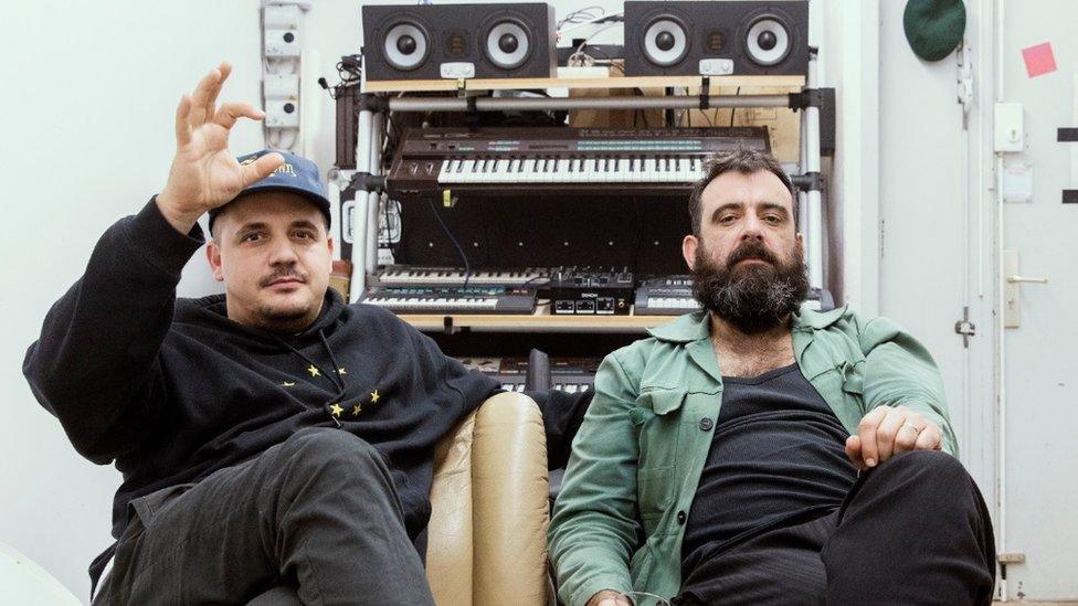 Sebastian Szary (right) and east Berlin schoolmate Gernot Bronsert of Berlin electronic duo Modeselektor